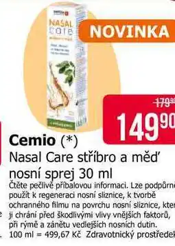 Teta Cemio Nasal Care stříbro a měď' nosní sprej 30 ml nabídka