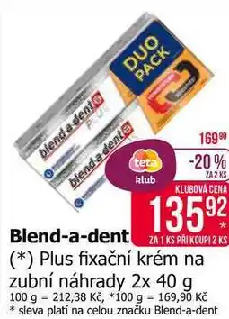 Teta blend a dent Plus fixační krém na zubní náhrady 2x 40 g nabídka