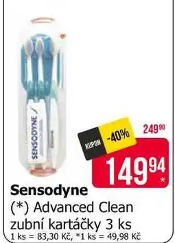 Teta Sensodyne Advanced Clean zubní kartáčky 3 ks nabídka