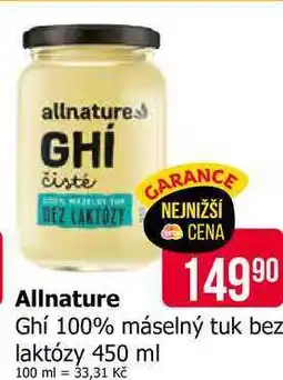Teta Allnature Ghí 100% máselný tuk bez laktózy 450 ml nabídka