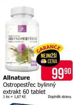 Teta Allnature Ostropestřec bylinný extrakt 60 tablet nabídka