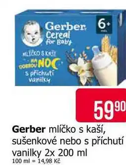 Teta Gerber mlíčko s kaší, sušenkové nebo s příchutí vanilky 2x 200 ml nabídka