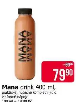 Teta Mana drink 400 ml, praktické, nutričně kompletní jídlo ve formě nápoje nabídka