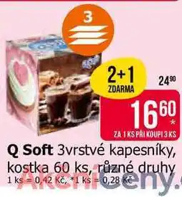 Teta Q Soft 3vrstvé kapesníky, kostka 60 ks, různé druhy nabídka