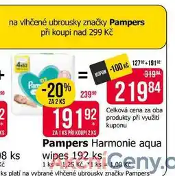 Teta Pampers Harmonie aqua wipes 192 ks nabídka