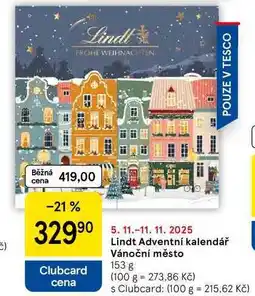 Tesco Lindt Adventní kalendář Vánoční město, 153 g nabídka