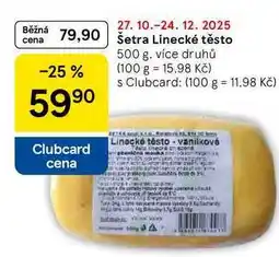 Tesco Šetra Linecké těsto, 500 g nabídka