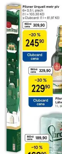 Tesco Pilsner Urquell metr piv, 6x 0.5 l, plech nabídka