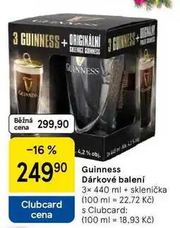 Tesco Guinness Dárkové balení, 3x 440 ml + sklenička nabídka