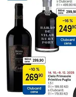 Tesco Cielo Primasole Primitivo Puglia, 1.5 l nabídka