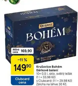 Tesco Krušovice Bohém Dárkové balení, 10x 0,5 l. sklo, světlý ležák nabídka