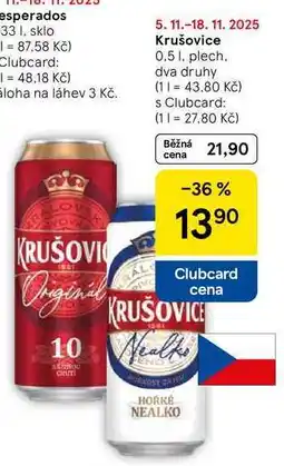 Tesco Krušovice, 0.5 l, plech nabídka