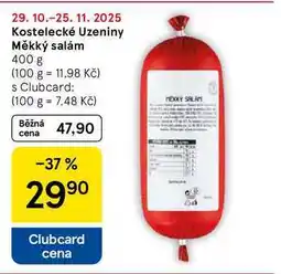 Tesco Kostelecké Uzeniny Měkký salám, 400 g nabídka