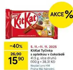 Tesco KitKat Tyčinka s oplatkou v čokoládě, 41,5 g, více druhů nabídka