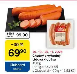 Tesco Chutný a výhodný Lidová klobása, 450 g nabídka