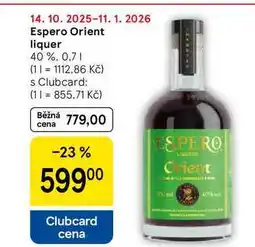 Tesco Espero Orient liquer 40 %, 0,7 l nabídka