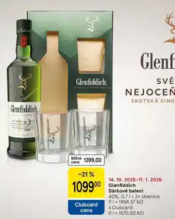 Tesco Glenfiddich Dárkové balení 40%, 0,7 1+2x sklenice nabídka