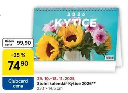 Tesco Stolní kalendář Kytice 2026, 23.1 x 14,5 cm nabídka