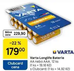 Tesco Varta Longlife Baterie AA nebo AAA, 12 ks nabídka
