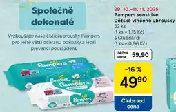 Tesco Pampers sensitive Dětské vlhčené ubrousky, 52 ks nabídka