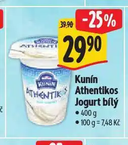 Albert Kunín athentikos jogurt nabídka