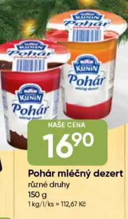 Hruška Pohár mléčný dezert nabídka