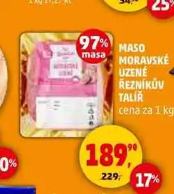 Penny Market MASO MORAVSKÉ UZENÉ ŘEZNÍKŮV TALÍŘ, 1 kg nabídka