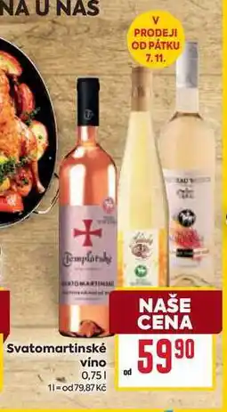 Billa Svatomartinské víno 0,75l nabídka