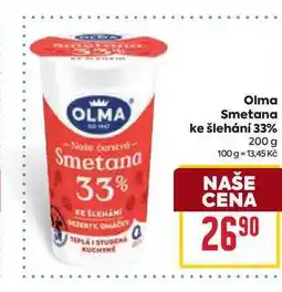 Billa Olma Smetana ke šlehání 33% 200 g nabídka