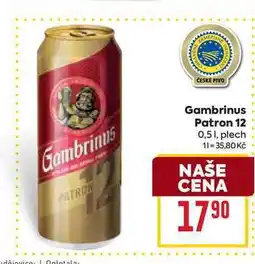 Billa Gambrinus Patron 12 0,51, plech nabídka