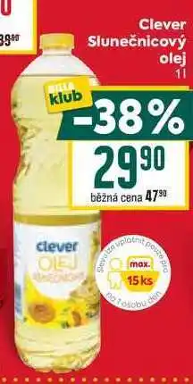 Billa Clever Slunečnicový olej 1l nabídka