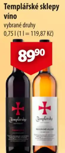 CBA Templářské sklepy víno nabídka