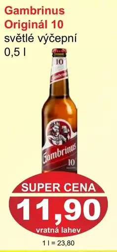 PLUS JIP Gambrinus Originál 10 světlé výčepní nabídka