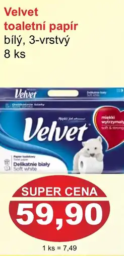 PLUS JIP Velvet toaletní papír bílý, 3-vrstvý nabídka