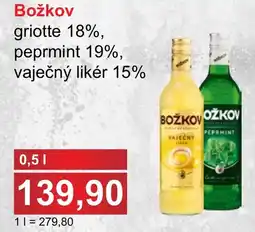 PLUS JIP Božkov griotte 18%, peprmint 19%, vaječný likér 15% nabídka