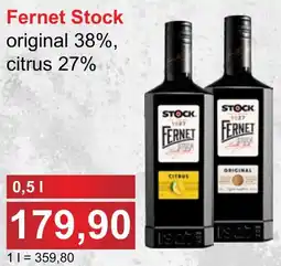 PLUS JIP Fernet Stock original 38%, citrus 27% nabídka