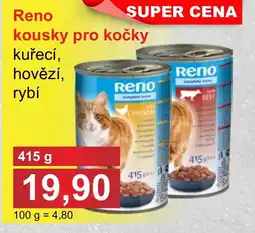 PLUS JIP Reno kousky pro kočky kuřecí, hovězí, rybí nabídka