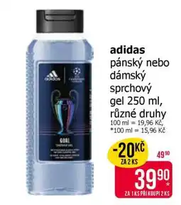 Teta adidas pánský nebo dámský sprchový gel 250 ml, různé druhy nabídka