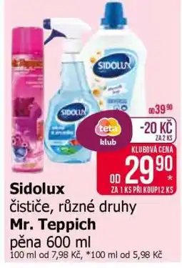 Teta Sidolux čističe, různé druhy nabídka