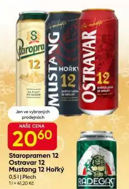 Hruška Staropramen 12, Ostravar 12, Mustang 12 Hořký nabídka