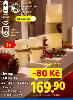Lidl Livarno LED svíčka z přírodního vosku nabídka