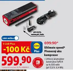 Lidl Ultimate speedⓇ Přenosný aku kompresor nabídka