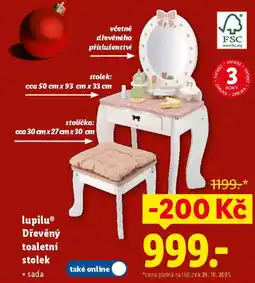 Lidl Lupilu Dřevěný toaletní stolek nabídka
