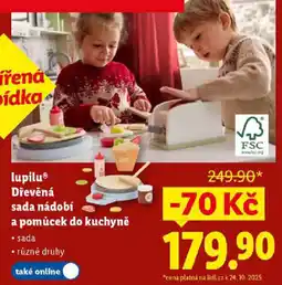 Lidl Lupilu® Dřevěná sada nádobí a pomůcek do kuchyně nabídka