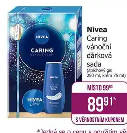 Teta Nivea Caring vánoční dárková sada (sprchový gel 250 ml, krém 75 ml) nabídka