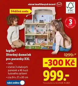 Lidl Lupilu® Dřevěný domeček pro panenky XXL nabídka