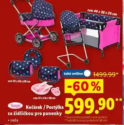 Lidl Kočárek / Postýlka se židličkou pro panenky nabídka