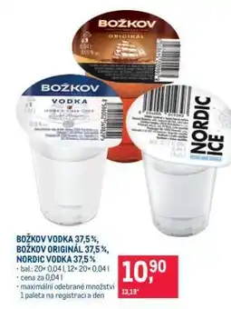 Makro BOŽKOV VODKA 37,5 %, BOŽKOV ORIGINÁL 37,5 %, NORDIC VODKA 37,5 % nabídka
