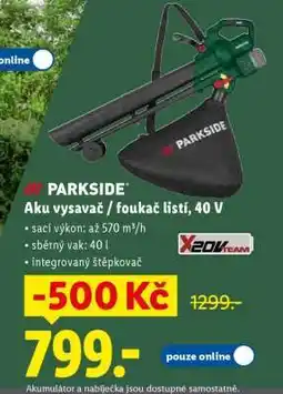 Lidl PARKSIDE Aku vysavač / foukač listí, 40 V nabídka
