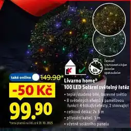 Lidl Livarno home 100 LED Solární světelný řetěz nabídka